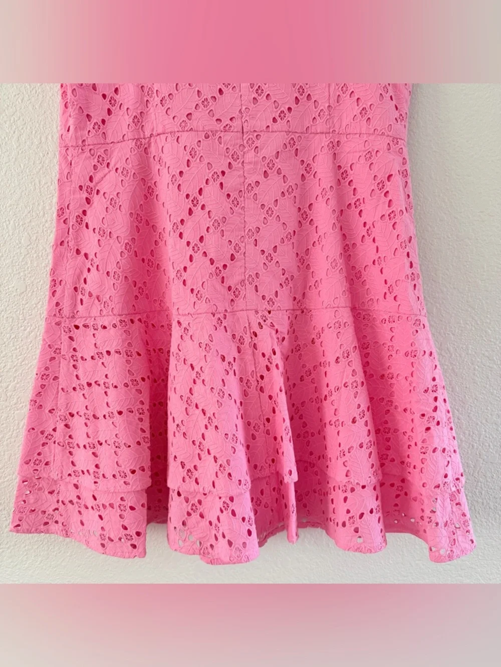 Draper James Women's Embroidered Sleeveless‎ Mini Sachet Pink Eyelet Dress Sz 12